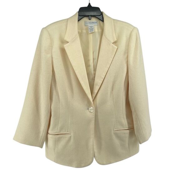 Sag Harbor Petite Women’s Cream Wool Blazer Jacket H62070JC Single Button 16P - Picture 14 of 14